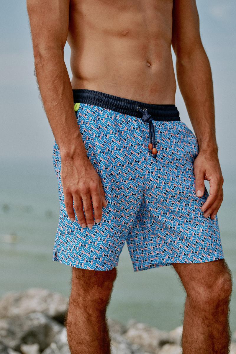 Gilis Short De Bain Trawangan + Long - Blue Cali L'iconique à Ceinture élastique Dans Sa Version Longue