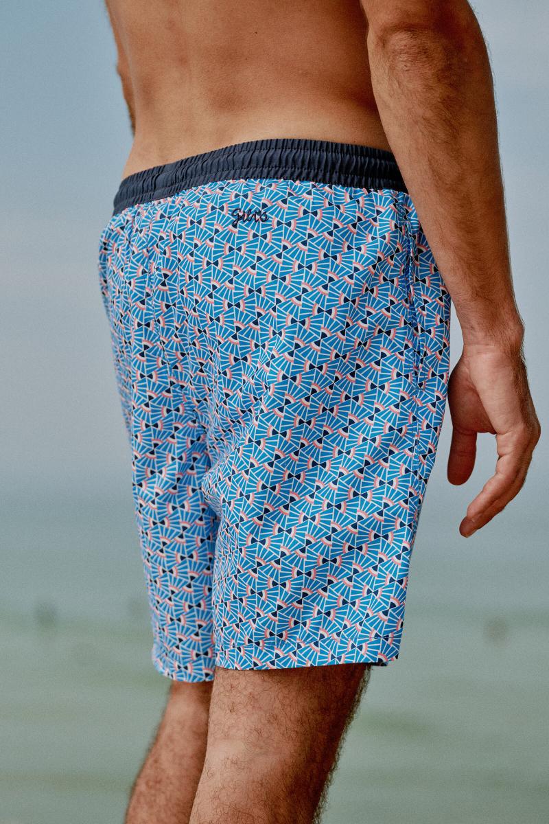 Gilis Short De Bain Trawangan + Long - Blue Cali L'iconique à Ceinture élastique Dans Sa Version Longue