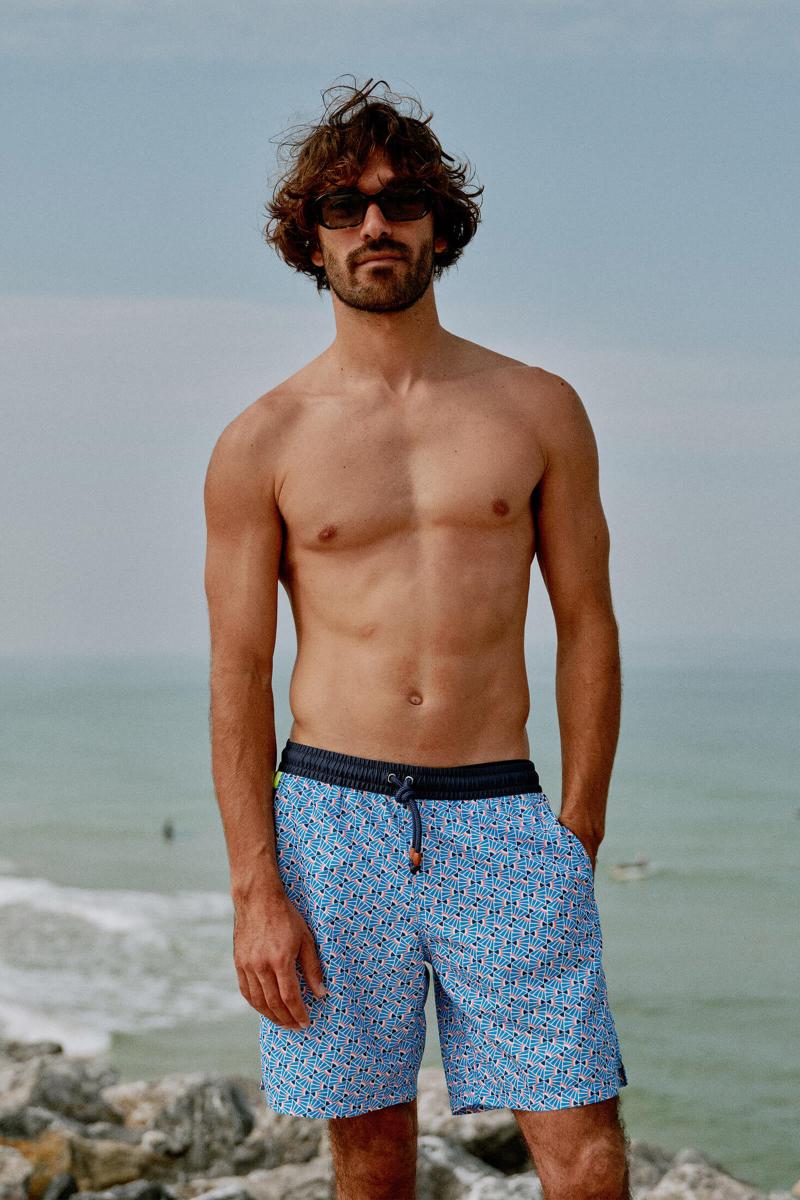 gilis Short de bain Trawangan + long - Blue Cali L'iconique à ceinture élastique dans sa version longue