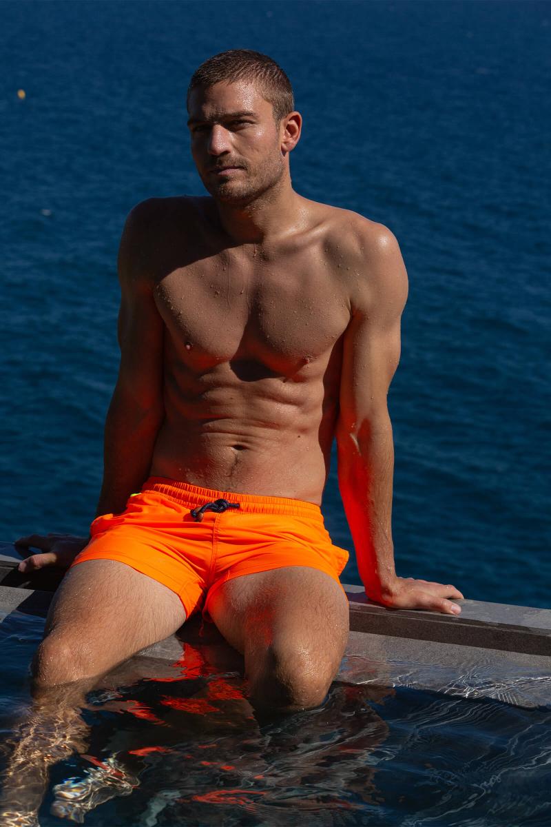 Gilis Short De Bain Trawangan - Orange Fluo L' Iconique à Ceinture élastique