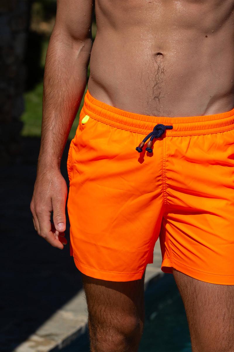 gilis Short de bain Trawangan - Orange Fluo L' iconique à ceinture élastique