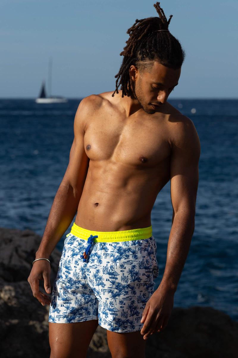 Gilis Short De Bain Trawangan - Toile Balinaise L' Iconique à Ceinture élastique