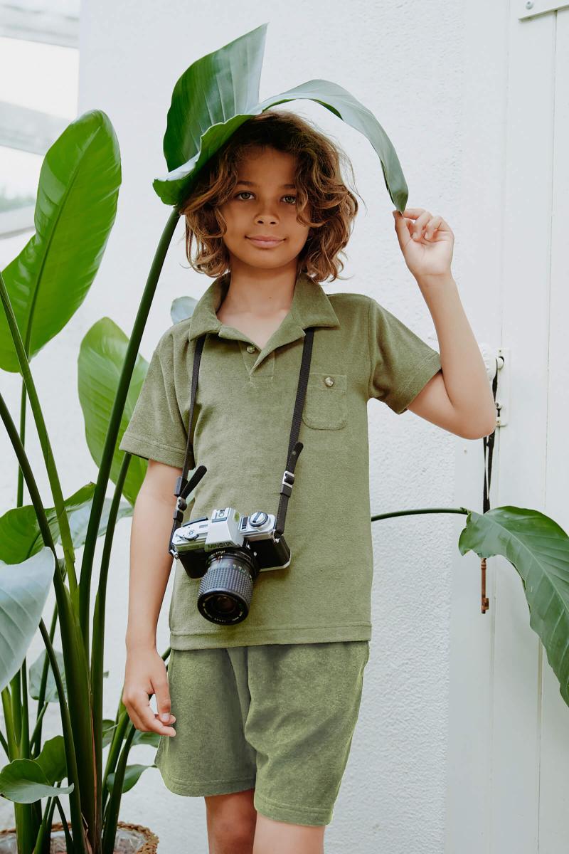 Gilis Short Kaki En éponge En Coton Doux Et Absorbant Certifié OEKO-TEX