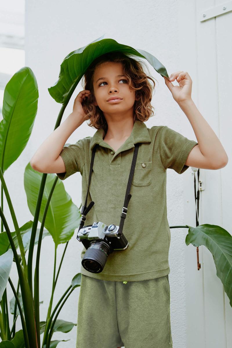 Gilis Short Kaki En éponge En Coton Doux Et Absorbant Certifié OEKO-TEX