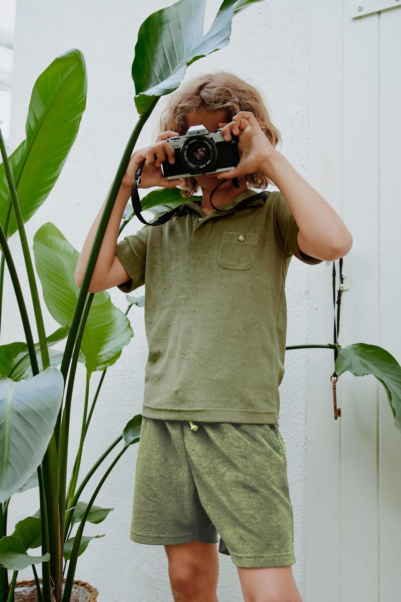 gilis Short Kaki en éponge En coton doux et absorbant certifié OEKO-TEX