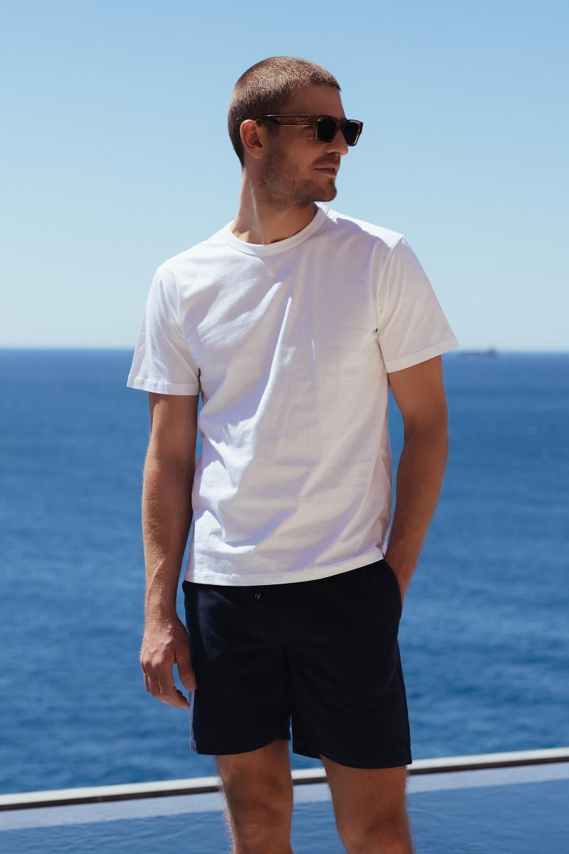 Gilis Short Navy En Coton Et Lin 80% Coton Et 20% Lin