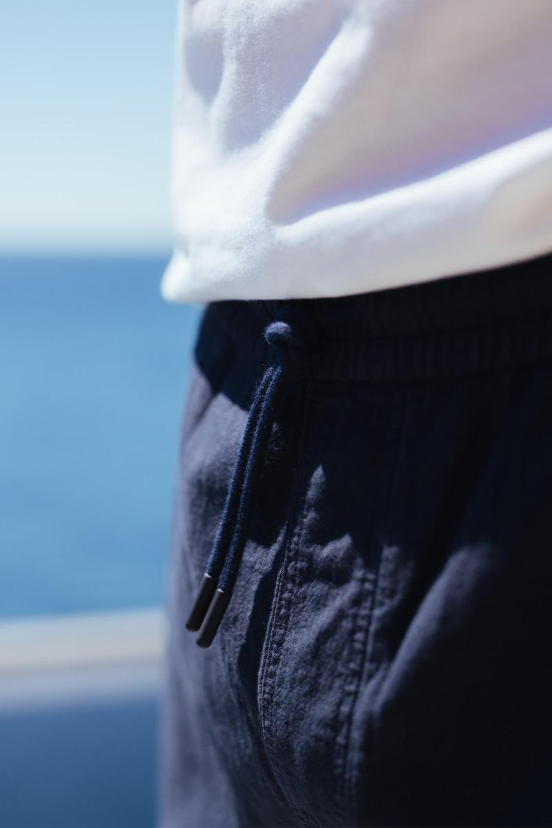 Gilis Short Navy En Coton Et Lin 80% Coton Et 20% Lin