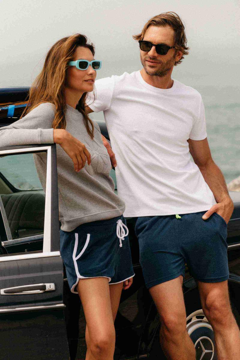 Gilis Short Navy En éponge En Coton Doux Et Absorbant Certifié OEKO-TEX