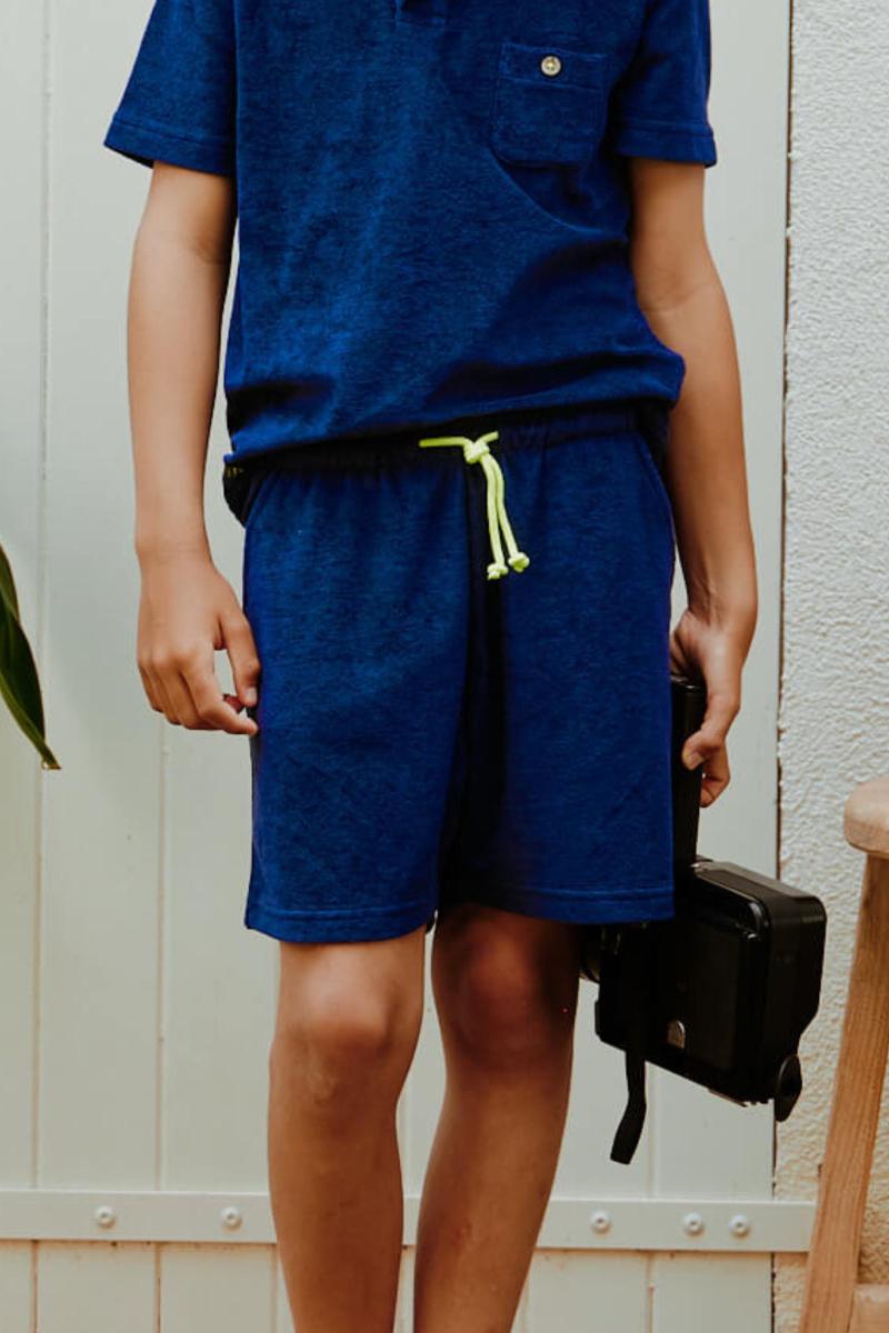 Gilis Short Navy En éponge En Coton Doux Et Absorbant Certifié OEKO-TEX