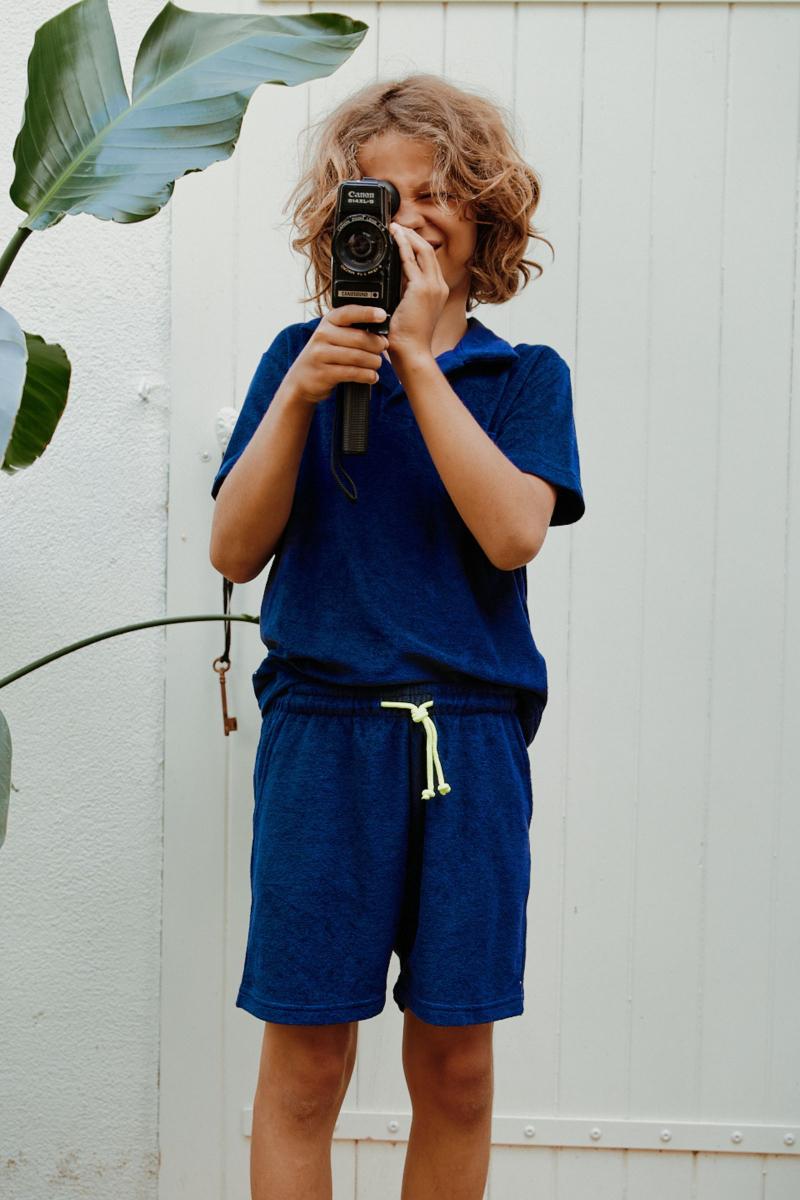 gilis Short Navy en éponge En coton doux et absorbant certifié OEKO-TEX