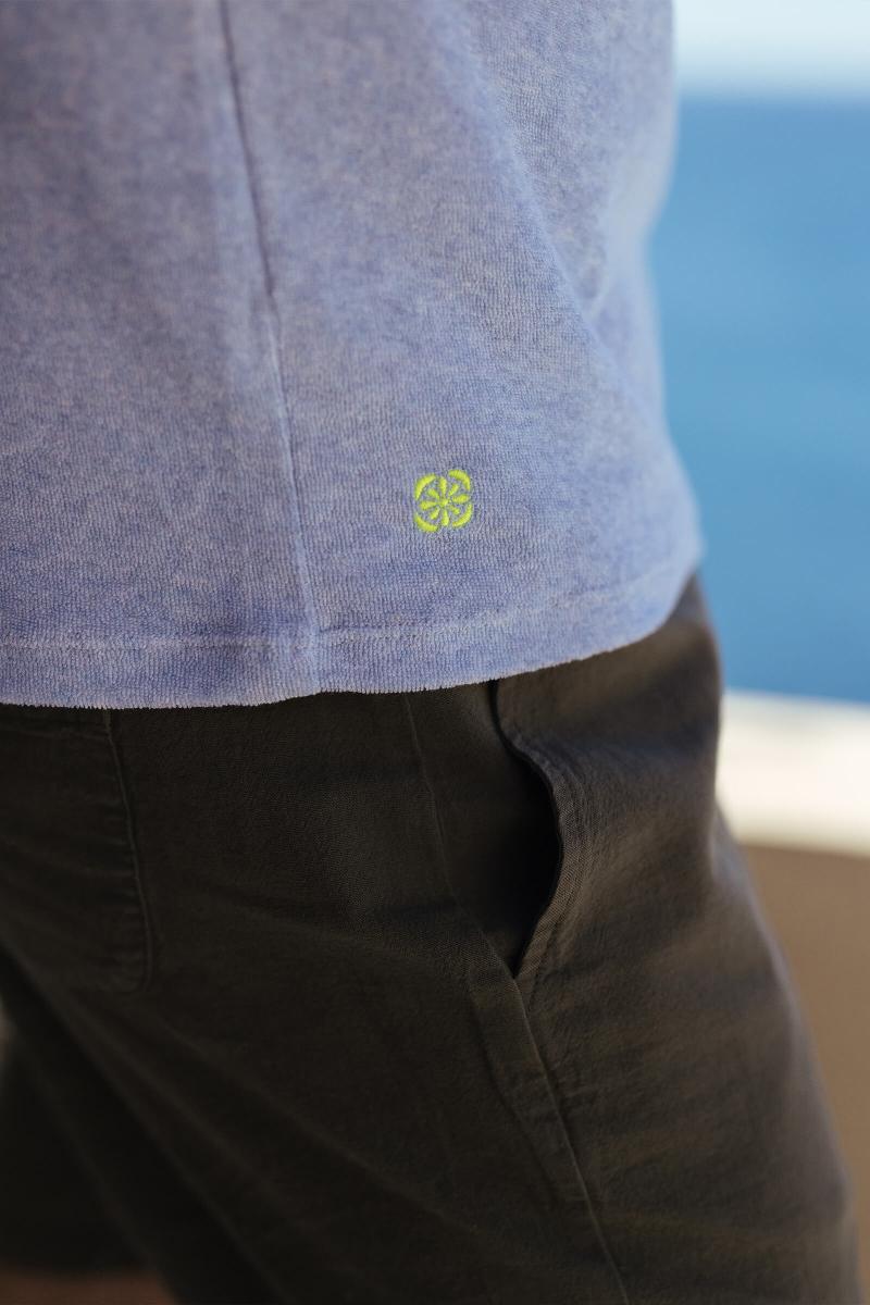 Gilis T-shirt Bleu Chiné En éponge En Coton Doux Et Absorbant Certifié OEKO-TEX