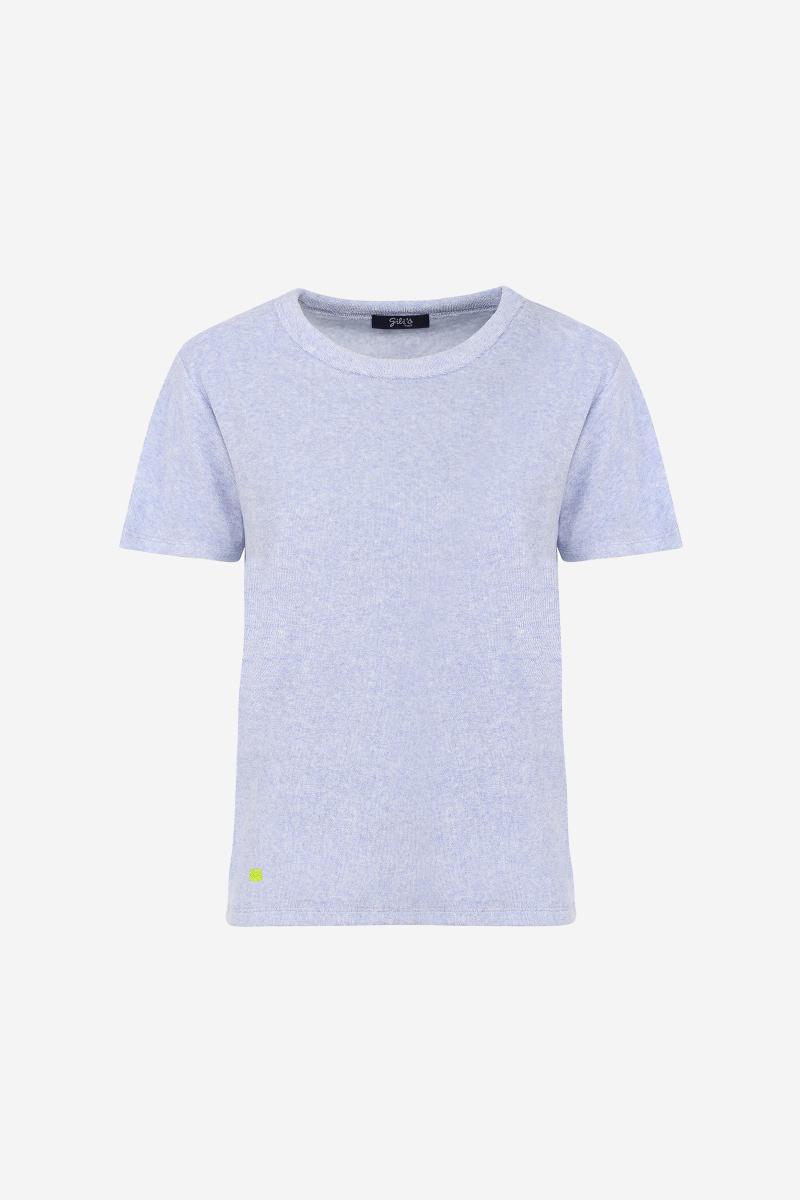 Gilis T-shirt Bleu Chiné En éponge En Coton Doux Et Absorbant Certifié OEKO-TEX