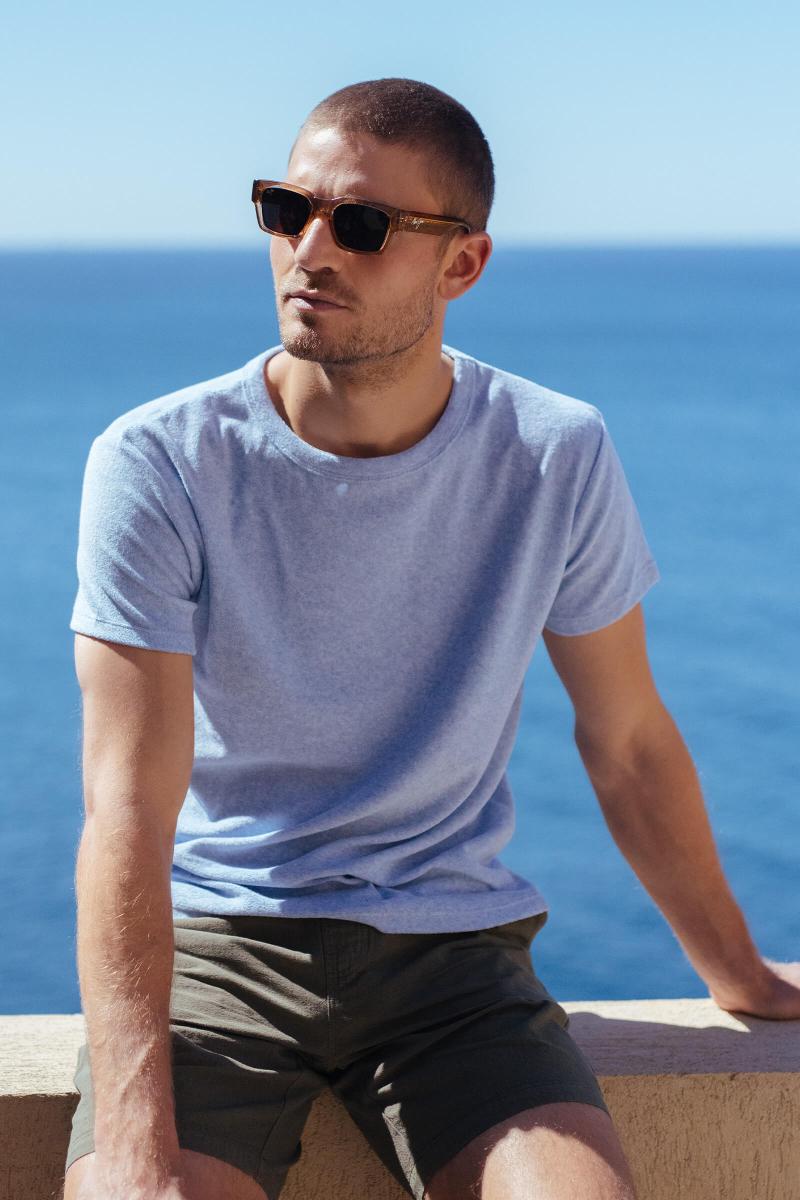 gilis T-shirt Bleu Chiné en éponge En coton doux et absorbant certifié OEKO-TEX