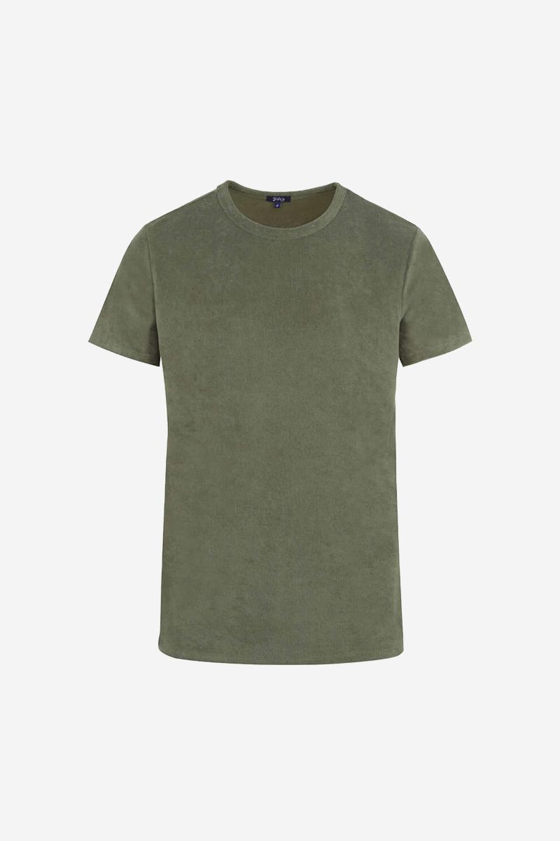 Gilis T-shirt Kaki Foncé En éponge En Coton Doux Et Absorbant Certifié OEKO-TEX