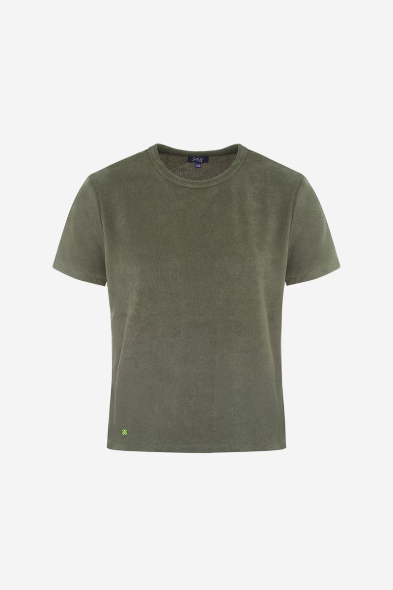 Gilis T-shirt Kaki Foncé En éponge En Coton Doux Et Absorbant Certifié OEKO-TEX