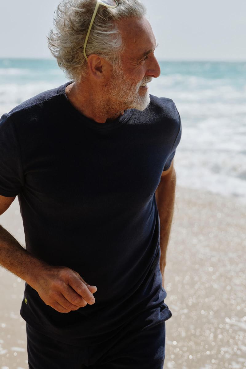 Gilis T-shirt Navy En éponge En Coton Doux Et Absorbant Certifié OEKO-TEX