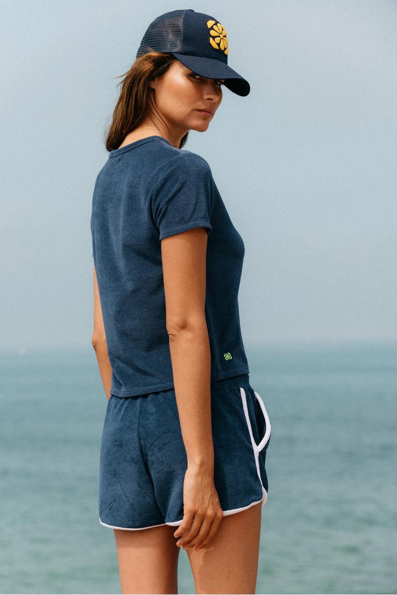 Gilis T-shirt Navy En éponge En Coton Doux Et Absorbant Certifié OEKO-TEX