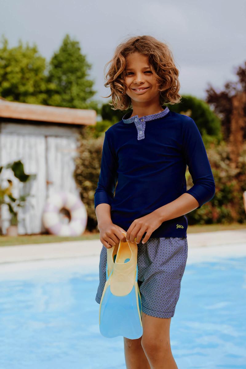 Gilis Top Anti-UV Garçon - Navy Azulejos Protection anti-UV UPF50+