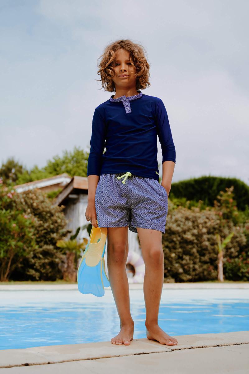 Gilis Top Anti-UV Garçon - Navy Azulejos Protection anti-UV UPF50+