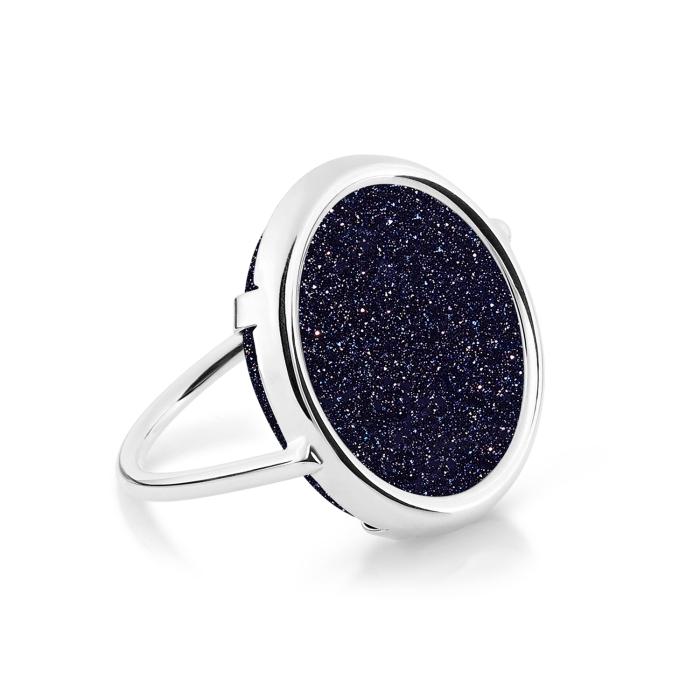 ginette ny ajna blue sandstone white gold disc ring