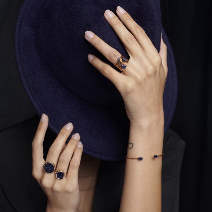 Ginette Ny Ajna Blue Sandstone Disc Ring