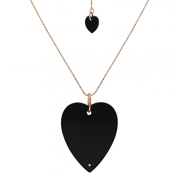 Ginette Ny Angèle Jumbo Onyx Heart On Chain