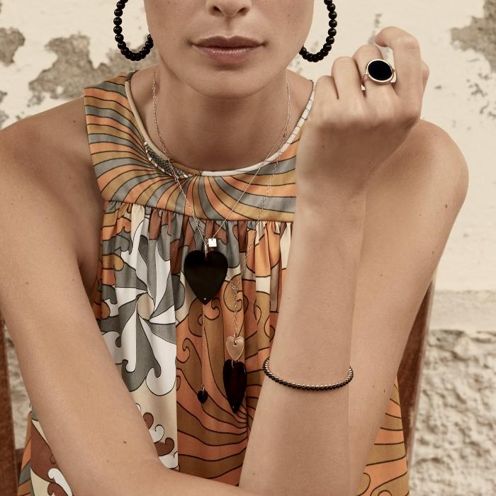 Ginette Ny Angèle Jumbo Onyx Heart On Chain