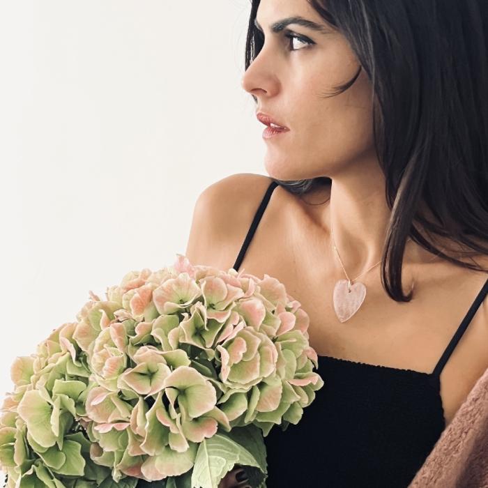 Ginette Ny Angèle Jumbo Pink Quartz Heart On Chain