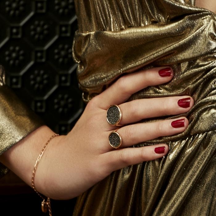 Ginette Ny Baby Black Diamond Disc Ring