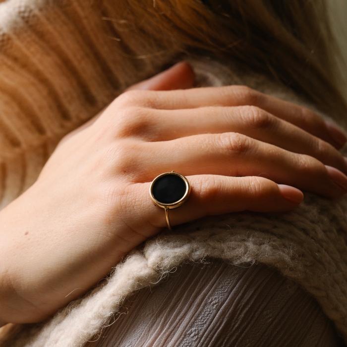 Ginette Ny Baby Black Onyx Disc Ring
