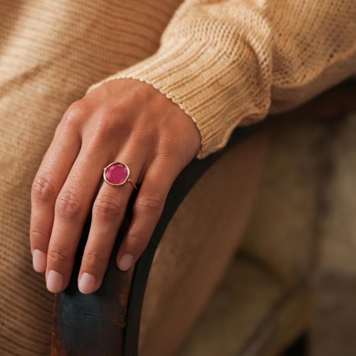Ginette Ny Baby Pink Corundum Disc Ring