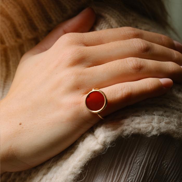 Ginette Ny Baby Red Agate Disc Ring