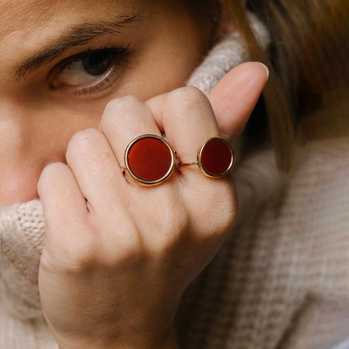 Ginette Ny Baby Red Agate Disc Ring