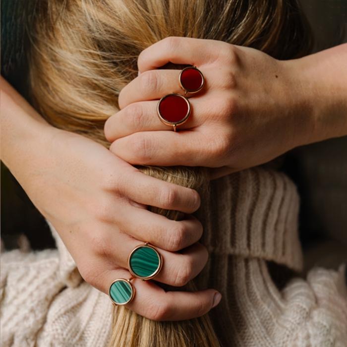 Ginette Ny Baby Red Agate Disc Ring