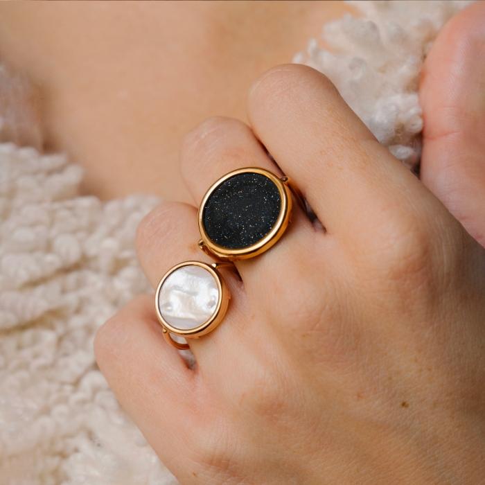 Ginette Ny Baby White MOP Disc Ring