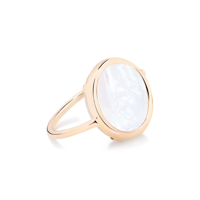 ginette ny baby white MOP disc ring