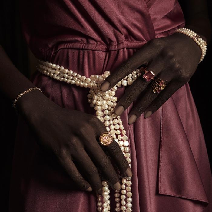 Ginette Ny Cocktail Vertical Pink Topaz Ring