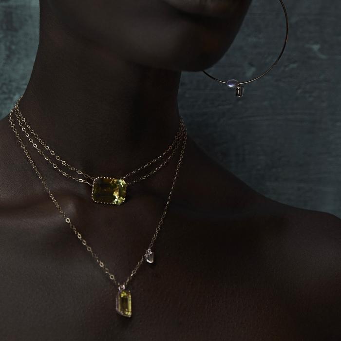 Ginette Ny Duo Cocktail Lemon Quartz Necklace