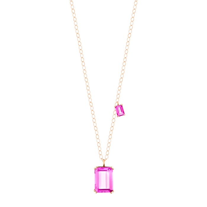 Ginette Ny Duo Cocktail Pink Topaz Necklace