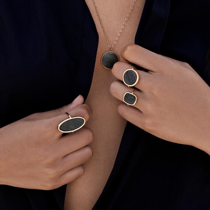 Ginette Ny Ellipse Golden Obsidian Ring