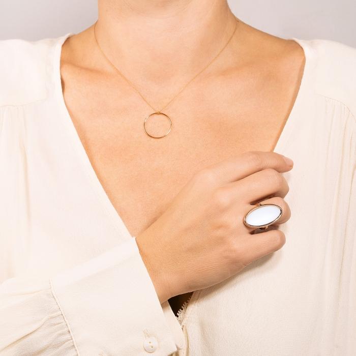Ginette Ny Ellipse White Agate Ring