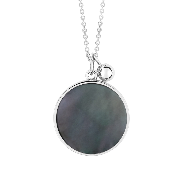 Ginette Ny Ever Black MOP White Gold Disc On Chain