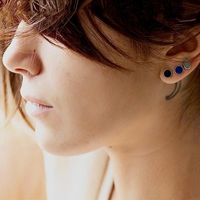 Ginette Ny Ever Lapis White Gold Disc Studs