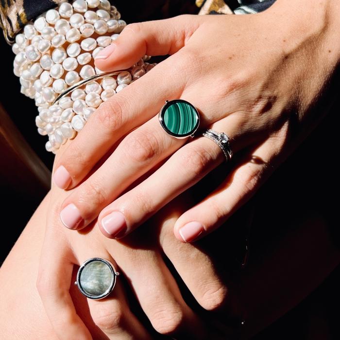 Ginette Ny Ever Malachite White Gold Disc Ring