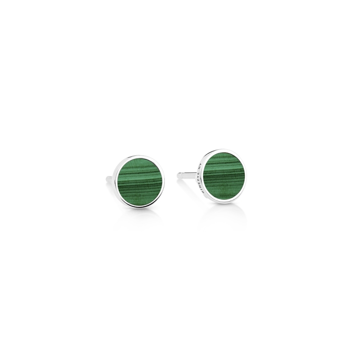 ginette ny ever malachite white gold disc studs