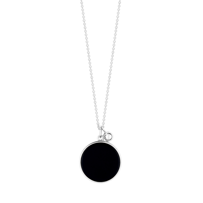 ginette ny ever onyx white gold disc on chain