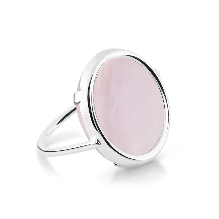 ginette ny ever pink MOP white gold disc ring