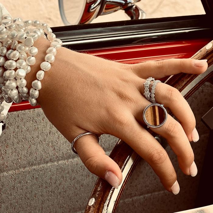 Ginette Ny Ever Tiger Eye White Gold Disc Ring