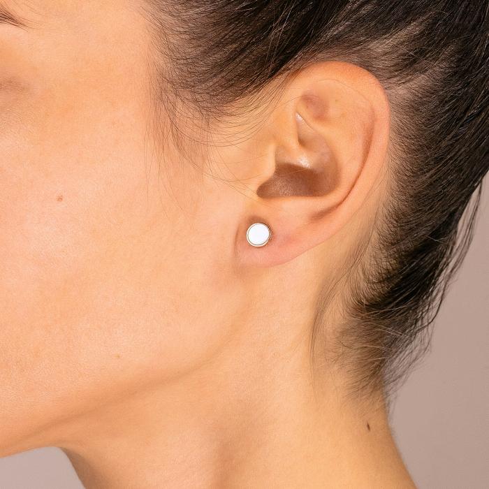 Ginette Ny Ever White Agate Disc Studs