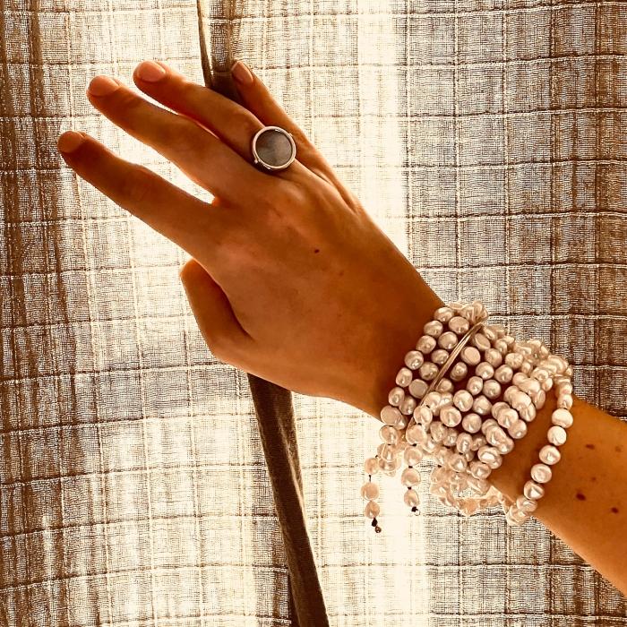 Ginette Ny Fool's Gold White Gold Disc Ring